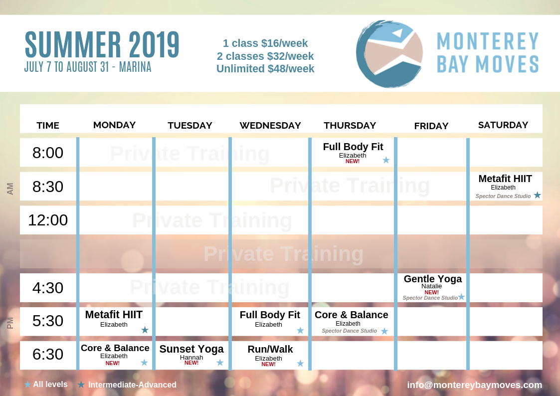 Monterey Bay Moves Summer Schedule 