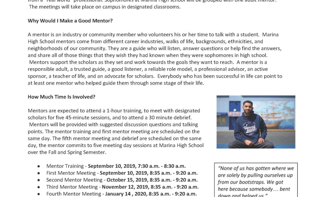 Marina High School Mentorship Program