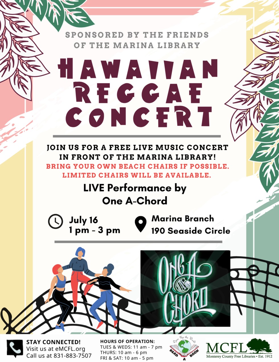 Hawaiian Reggae Concert at Marina Library! Marina Chamber of Commerce